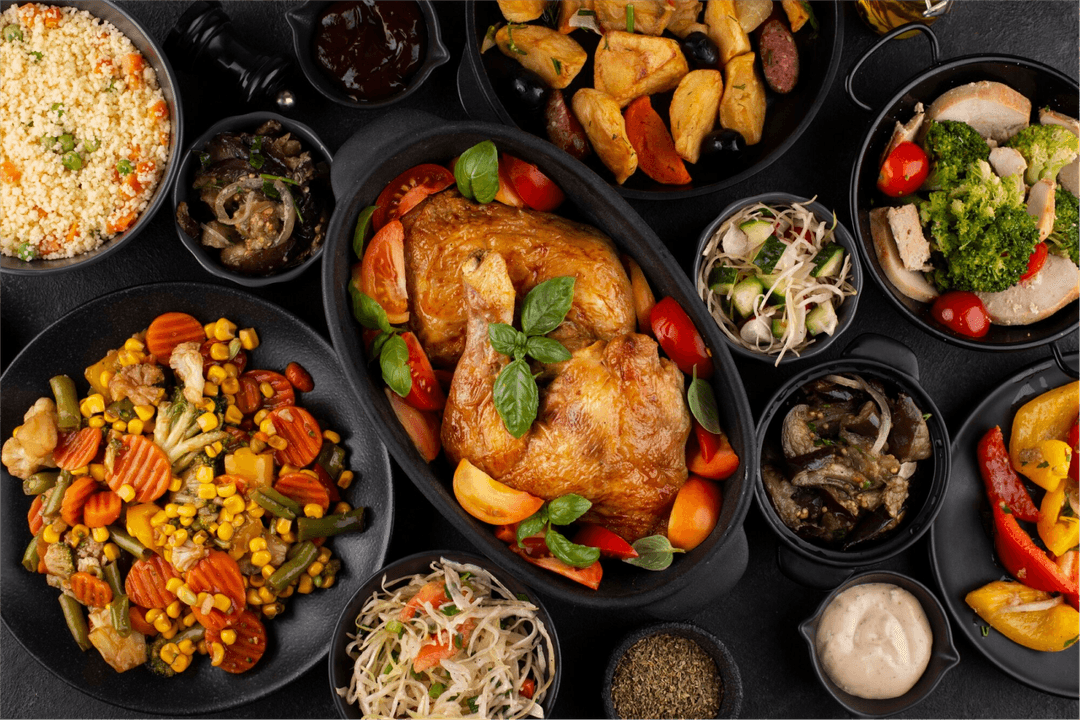 Variety of delicious dishes